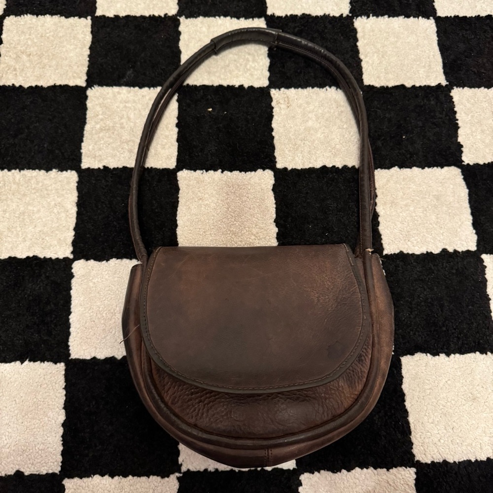 RARE Vintage 70s Coach Pulley Bag Mocha Leather Pre Creed Double Strap Metal Tag